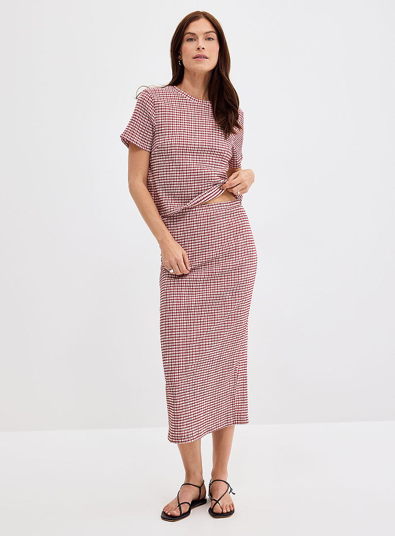Stretch gingham pencil skirt product image (primary)