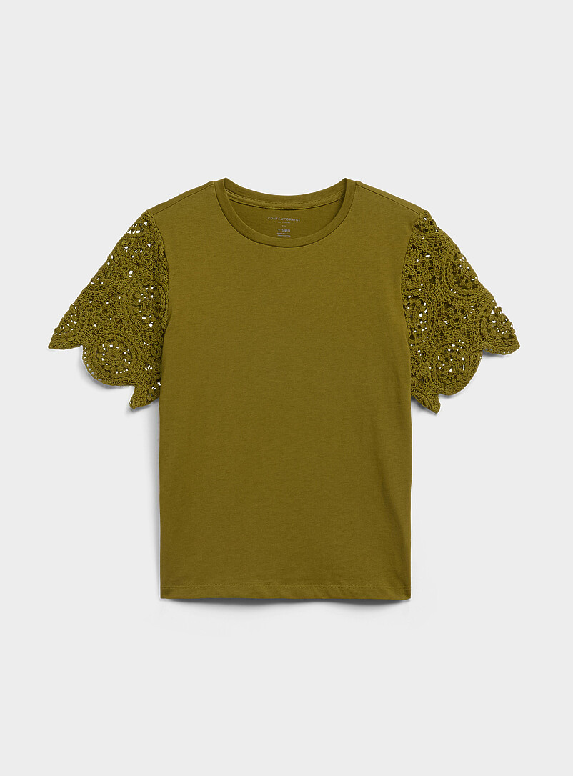 Organic Cotton Crocheted Sleeve T-Shirt