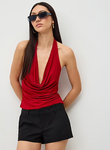 Draped halter-neck cami