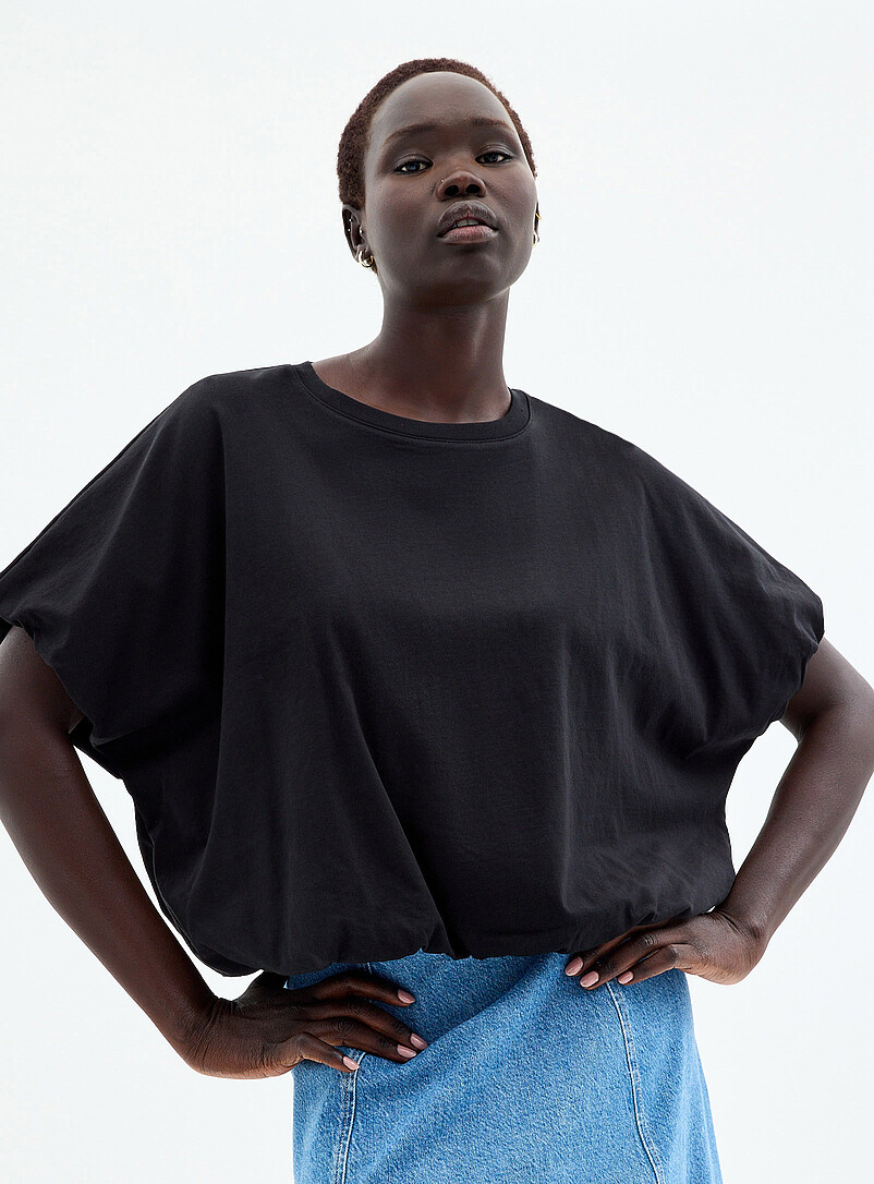 Organic cotton bubble-hem T-shirt product image (primary)