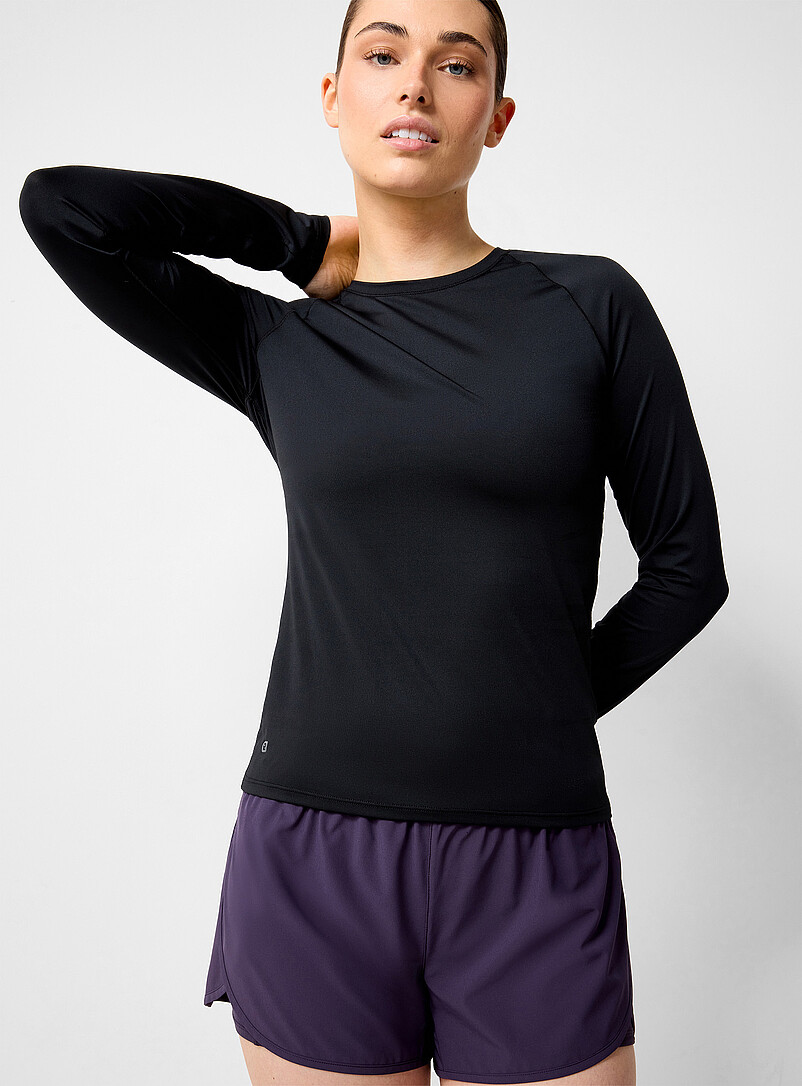 Long-sleeve perforated-back T-shirt product image (primary)