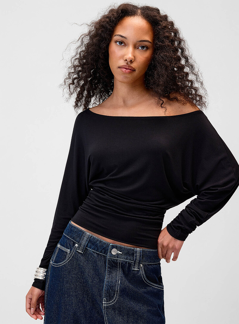 Cinched Waist Off-The-Shoulder T-Shirt
