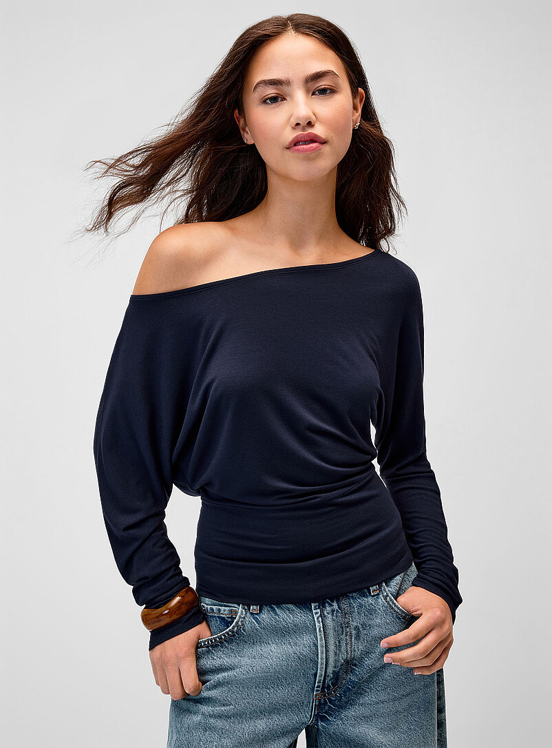 Cinched Waist Off-The-Shoulder T-Shirt