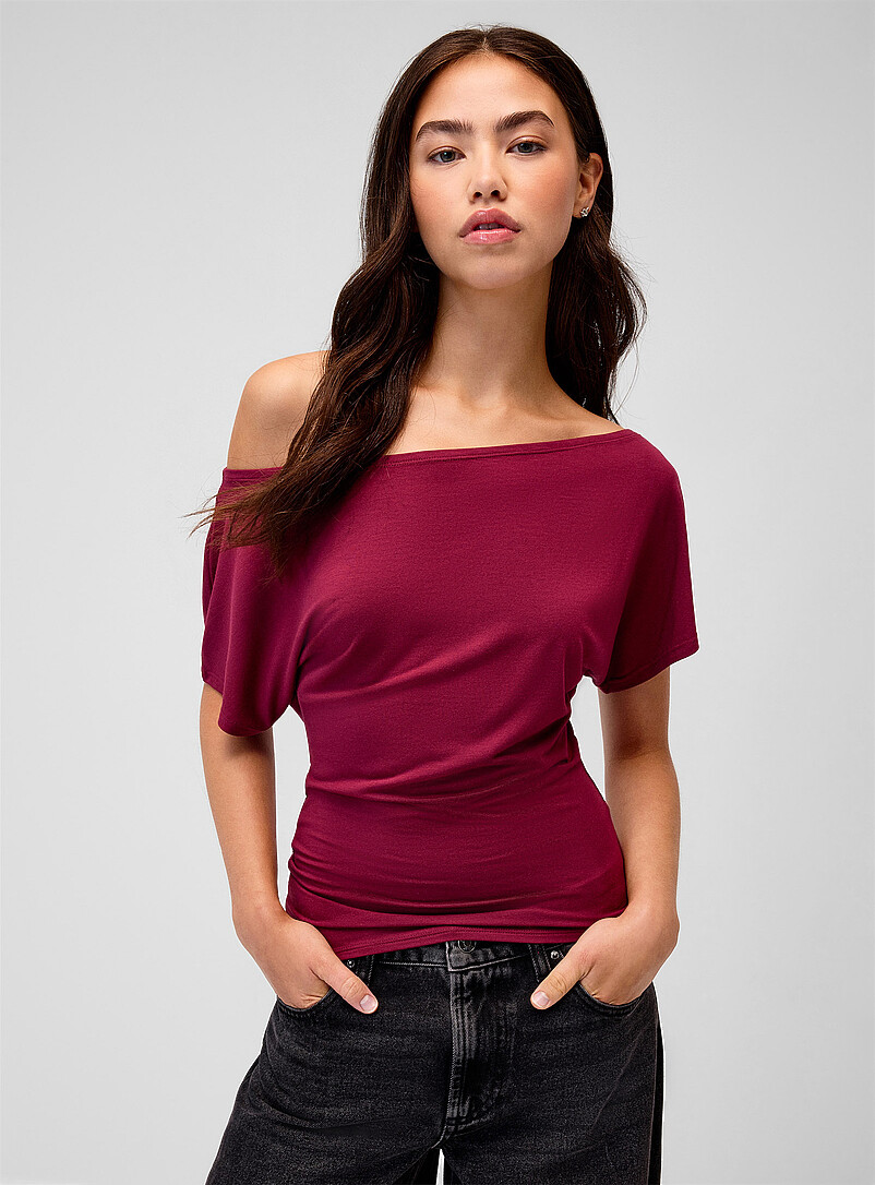 Boat-neck flowy T-shirt product image (primary)