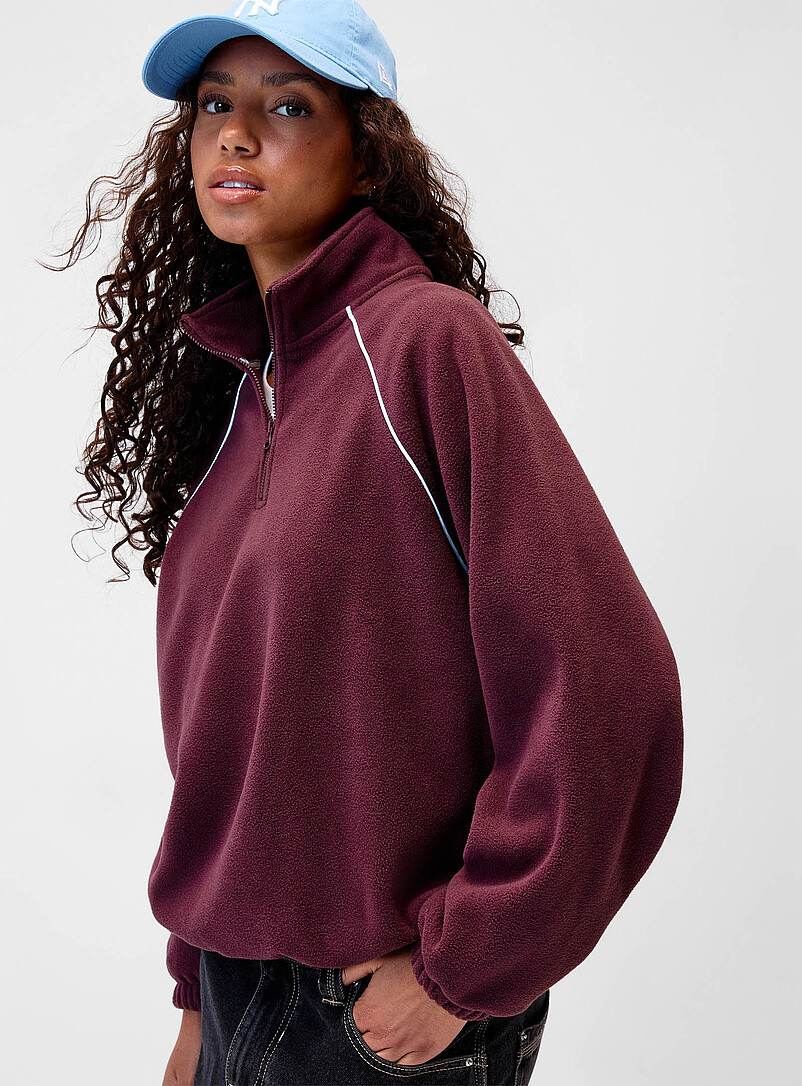 Raglan zip mock-neck fleece sweatshirt product image (primary)