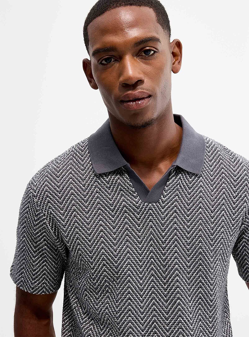 Herringbone terry Johnny-collar polo product image 2