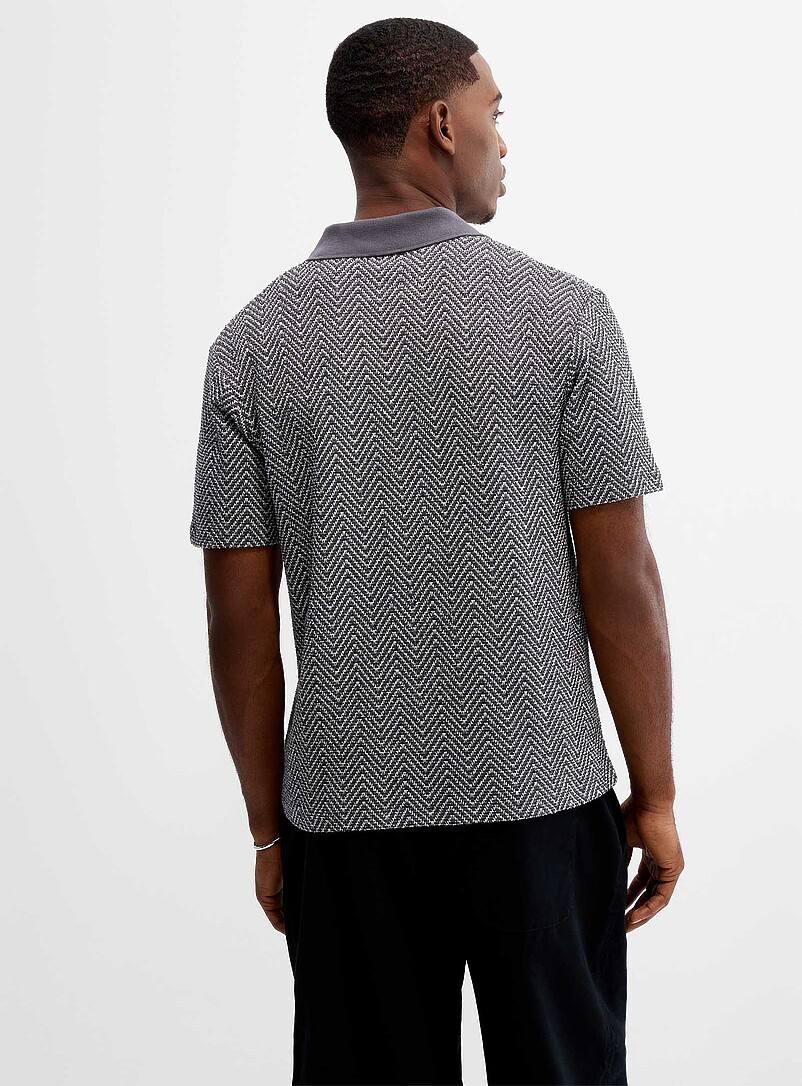Herringbone terry Johnny-collar polo product image 3