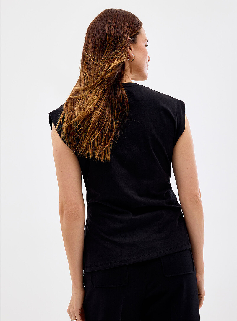 Organic cotton gathered waist cap-sleeve T-shirt product image 3
