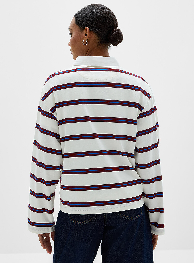 Striped poplin-collar polo shirt product image 2