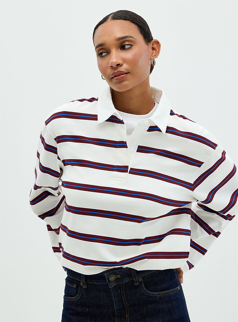 Striped poplin-collar polo shirt product image 3