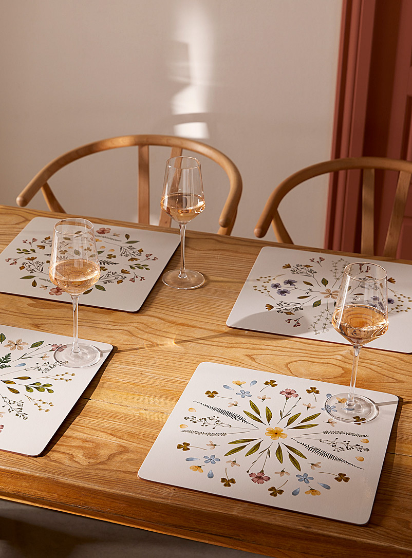 Simons Maison Assorted Summer flowers laminated cork placemats Set of 4