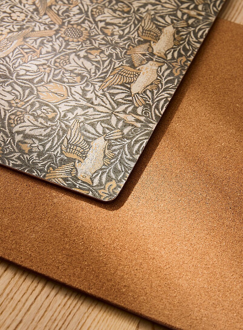 Simons Maison: Les napperons lamin&eacute;s sur li&egrave;ge gris tapisserie oiseaux Ensemble de 4 Gris &agrave; motifs