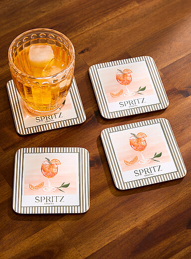 Les sous-verres lamin&eacute;s sur li&egrave;ge Spritz Ensemble de 4