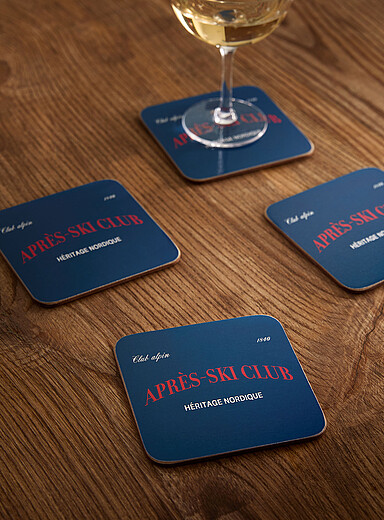 Apr&egrave;s-ski laminated cork coasters Set of 4