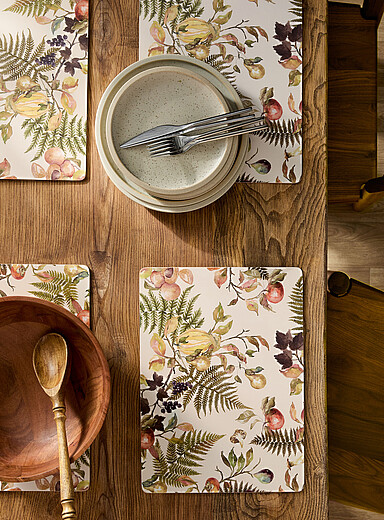Charming orchard laminated cork placemats Set of 4