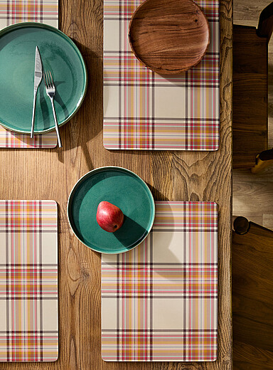 Warm checkers laminated cork placemats Set of 4