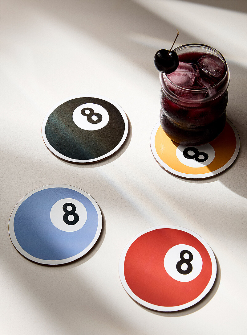 Pool balls laminated cork coasters Set of 4 product image (primary)