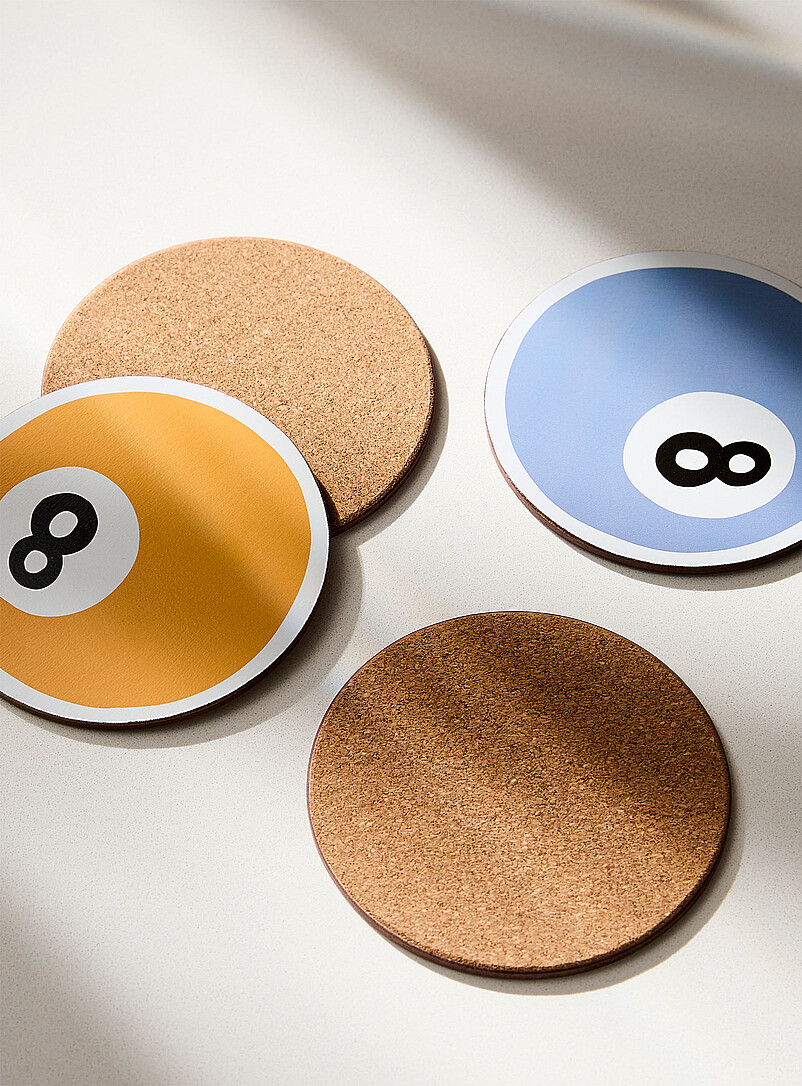 Pool balls laminated cork coasters Set of 4 product image 2