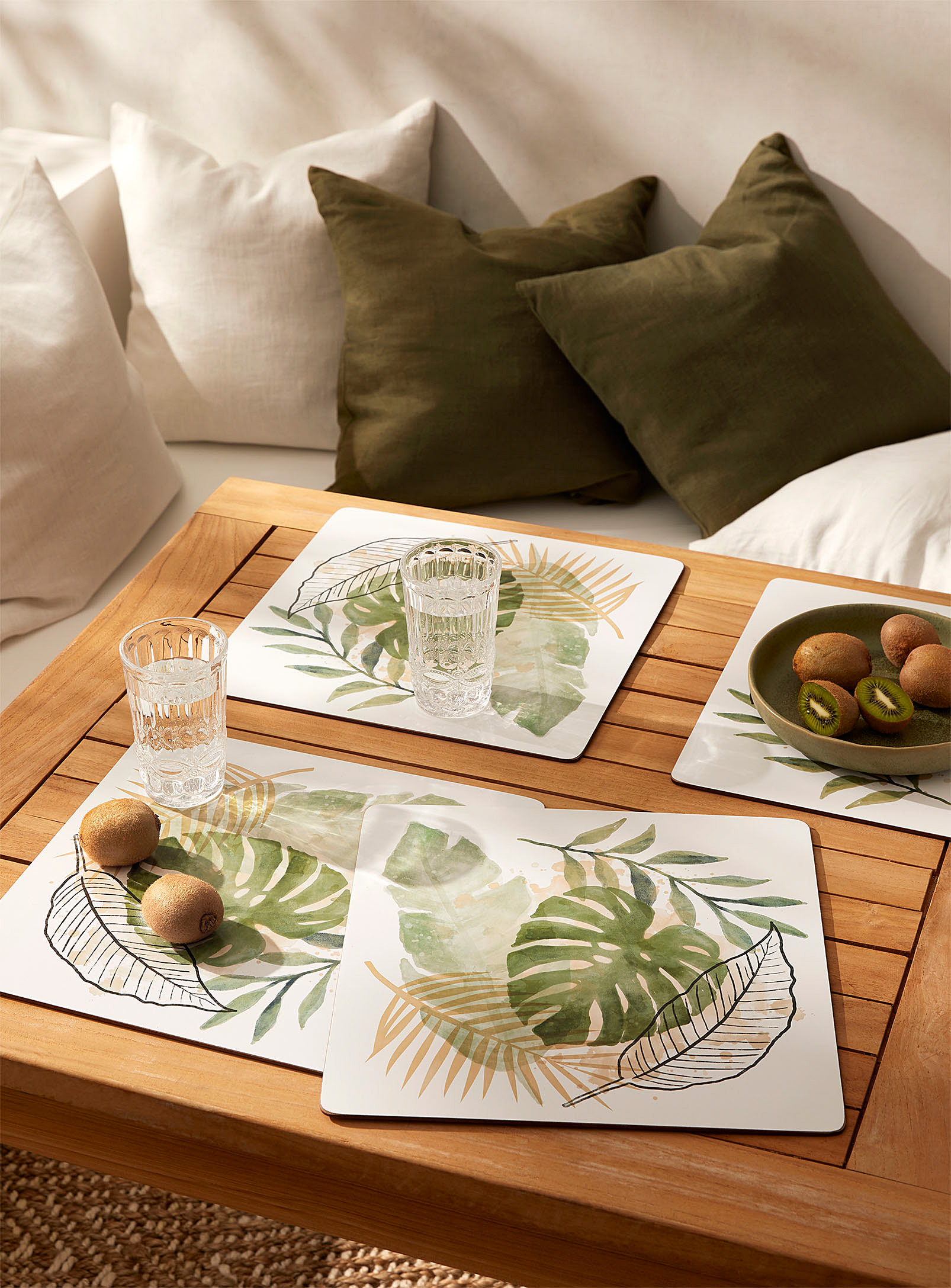 Simons Maison - Tropical foliage laminated cork placemats Set of 4