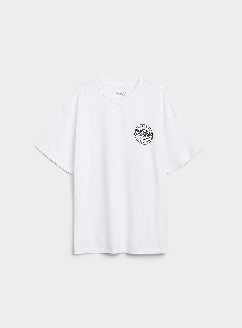 Le 31 White Snoopy Outdoor Adventure T-shirt for men