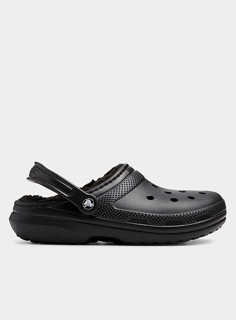 Crocs Black Lined Classic clog slipper for women