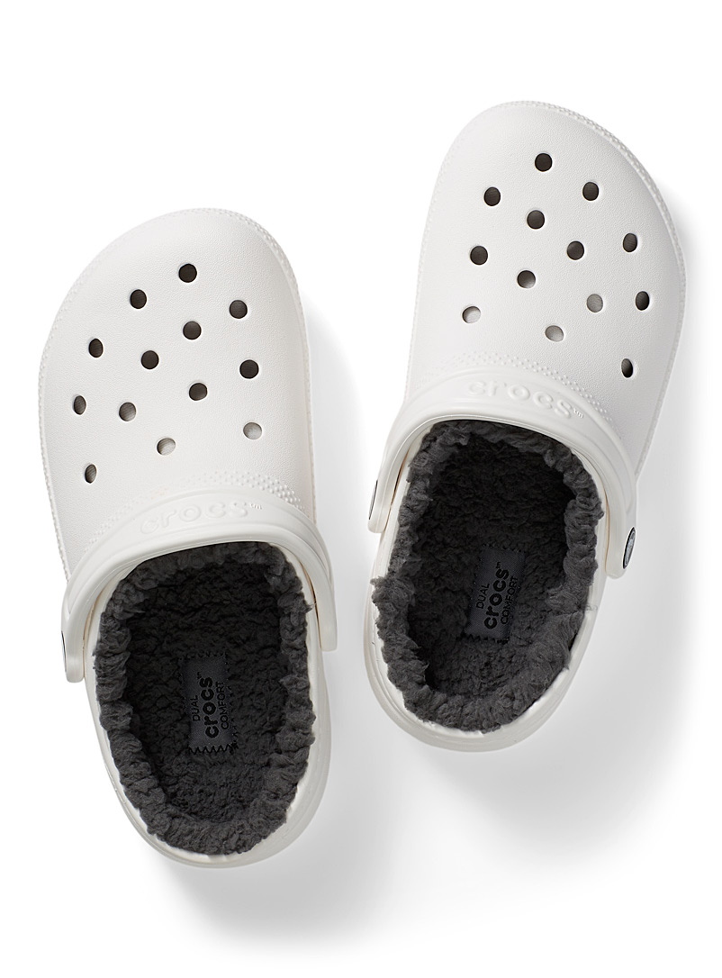 Crocs White Lined Classic clog slipper for women