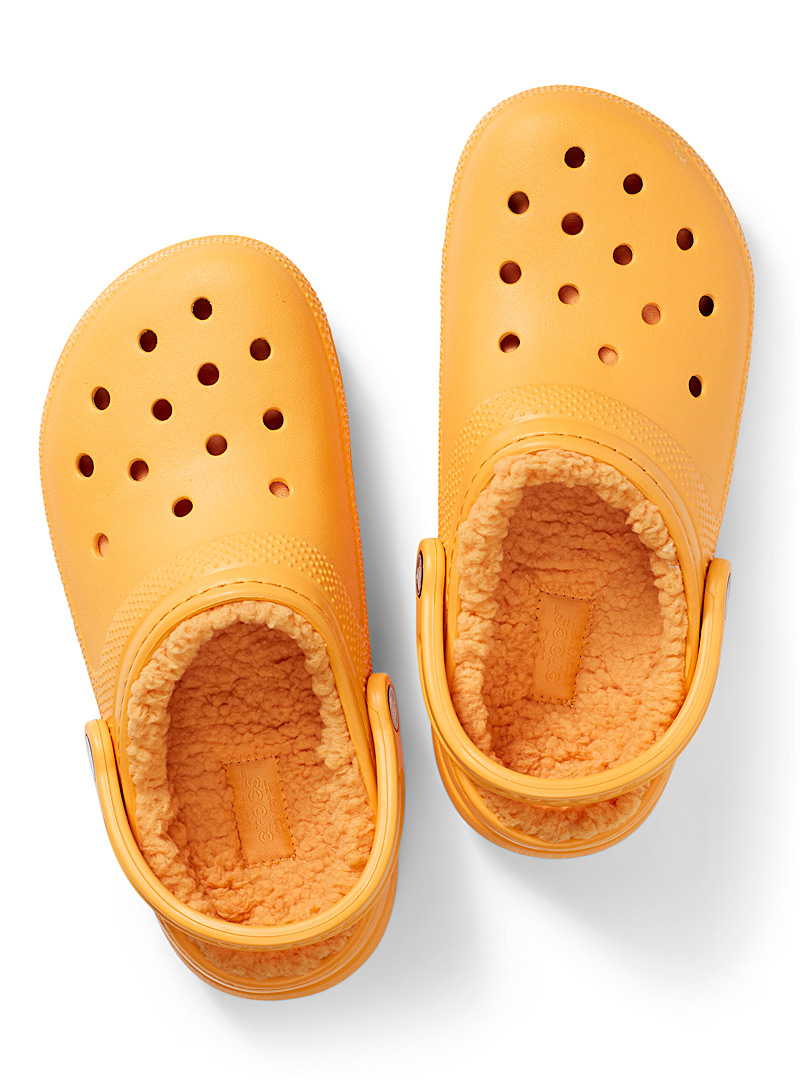 Crocs Medium Yellow Lined Classic clog slipper for women