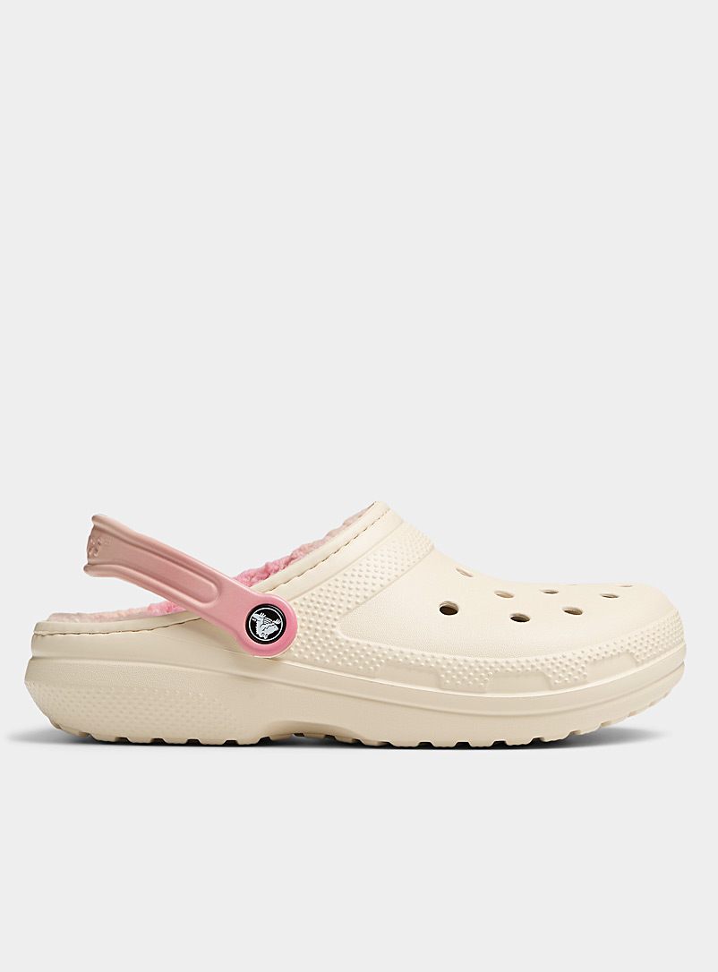 Crocs Ivory White Sweet pink classic lined clog slipper Women for women
