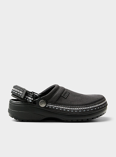 Crocs Black Embroidered ribbon faux-suede clogs Women for women