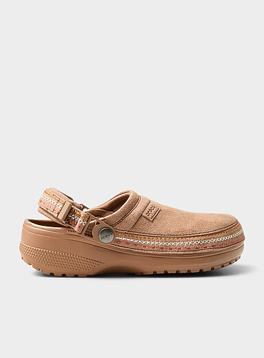 Crocs Brown Embroidered ribbon faux-suede clogs Women for women