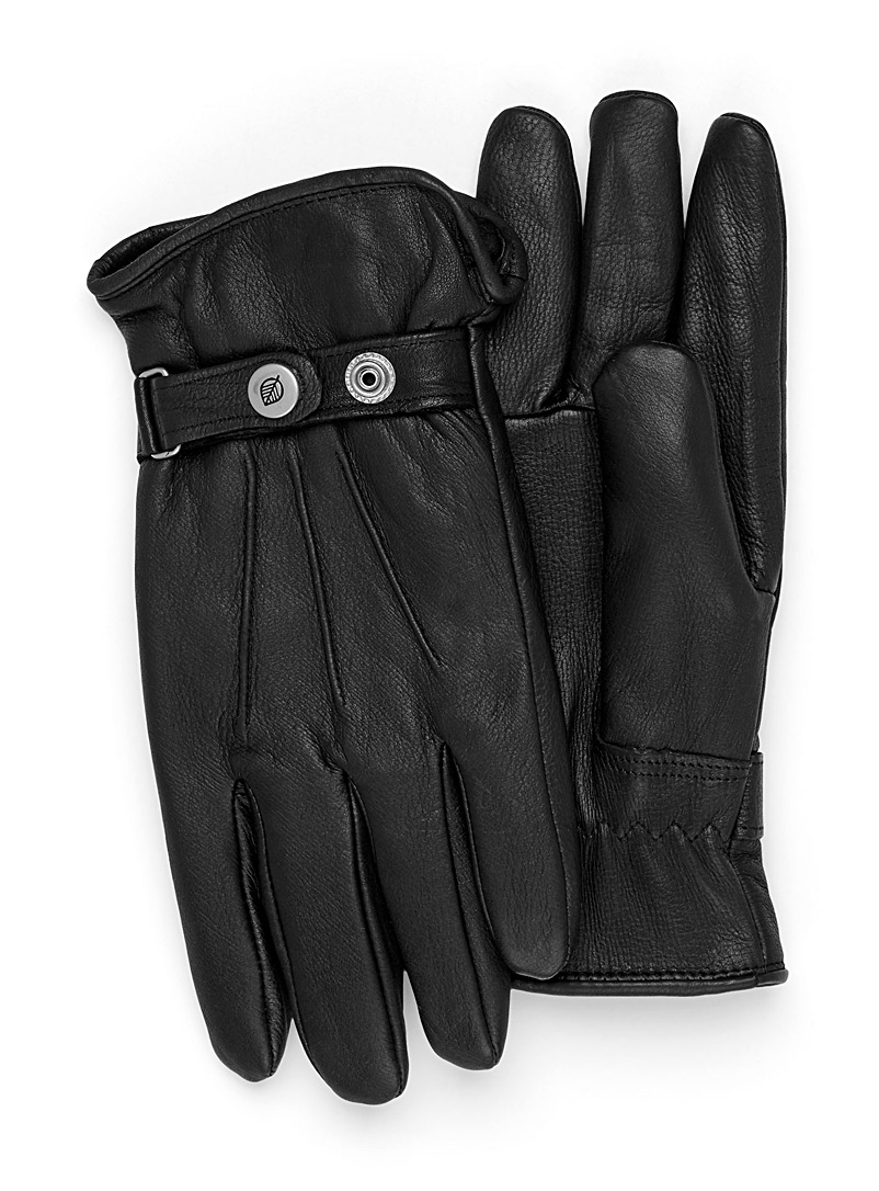 Le 31 Black Minimalist leather gloves for men
