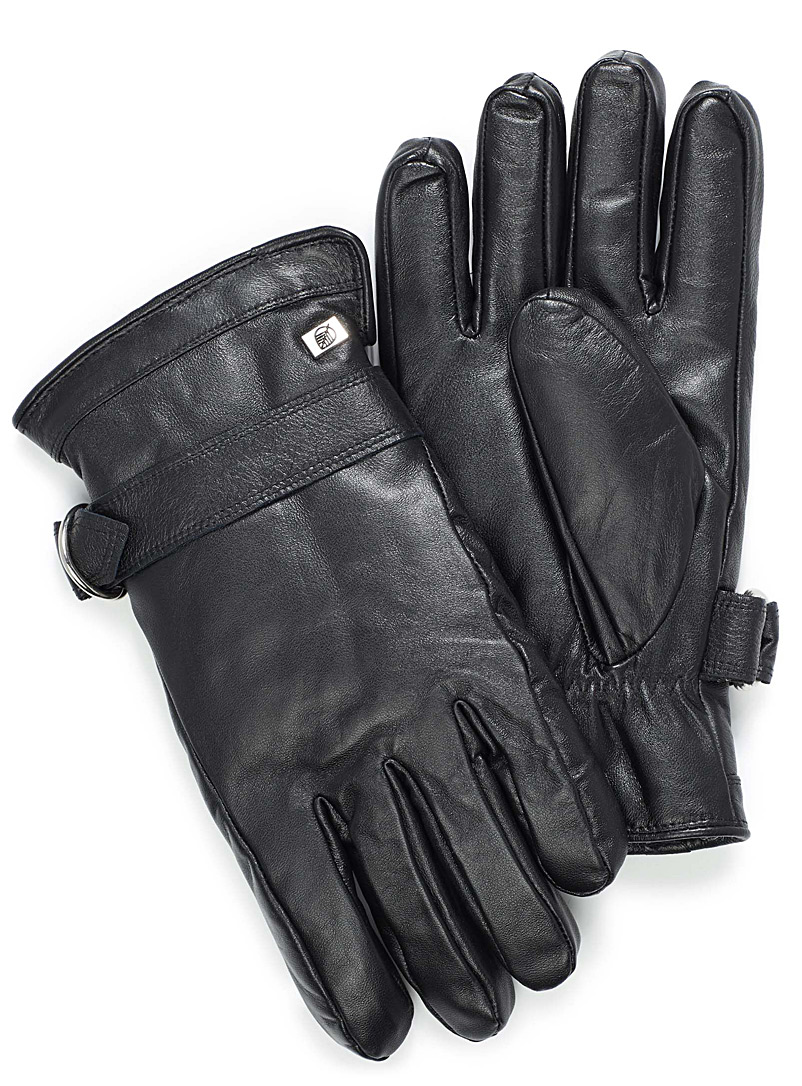 Le 31 Black Leather and sheep wool gloves for men