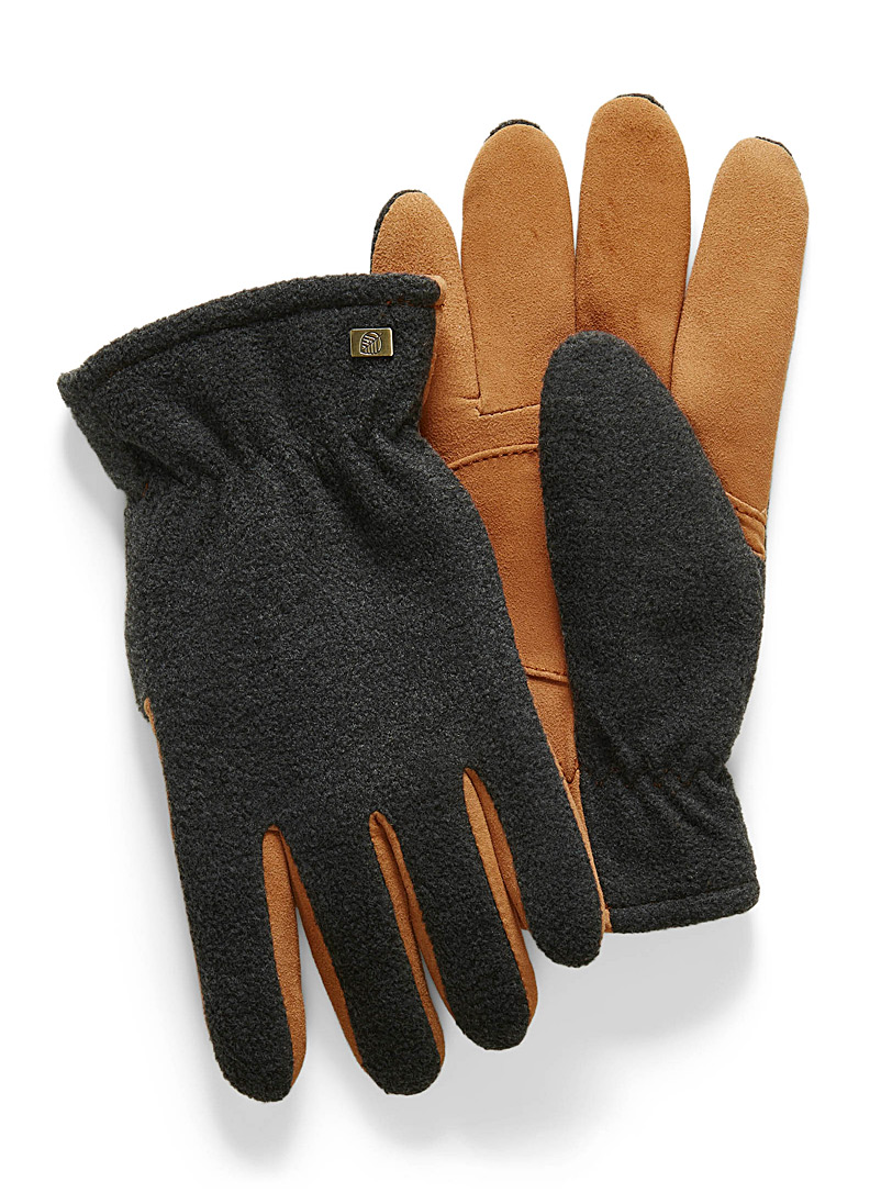 Le 31 Black Suede-palm gloves for men