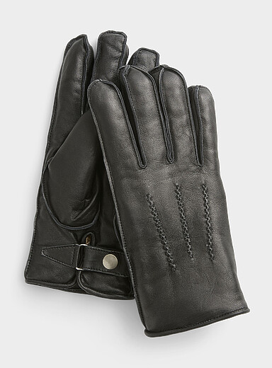 Le 31: Le gant en cuir noir coutures ext&eacute;rieures Noir pour homme