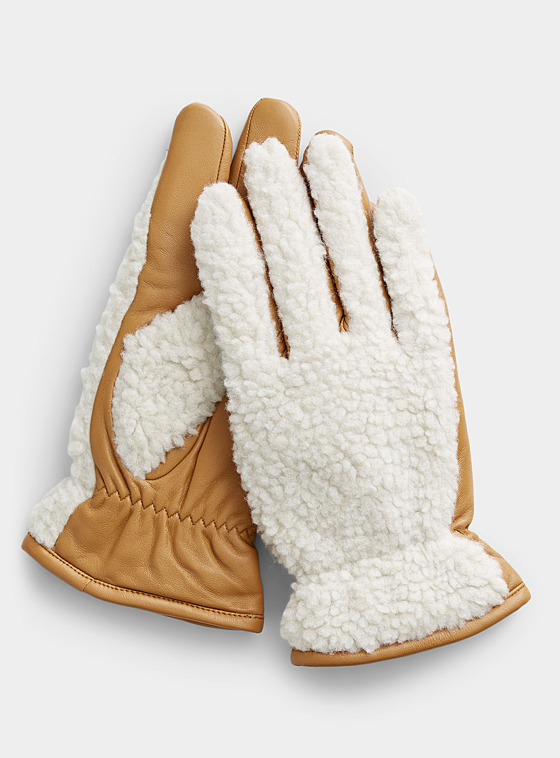 Le 31 Honey Sherpa-top leather gloves for men
