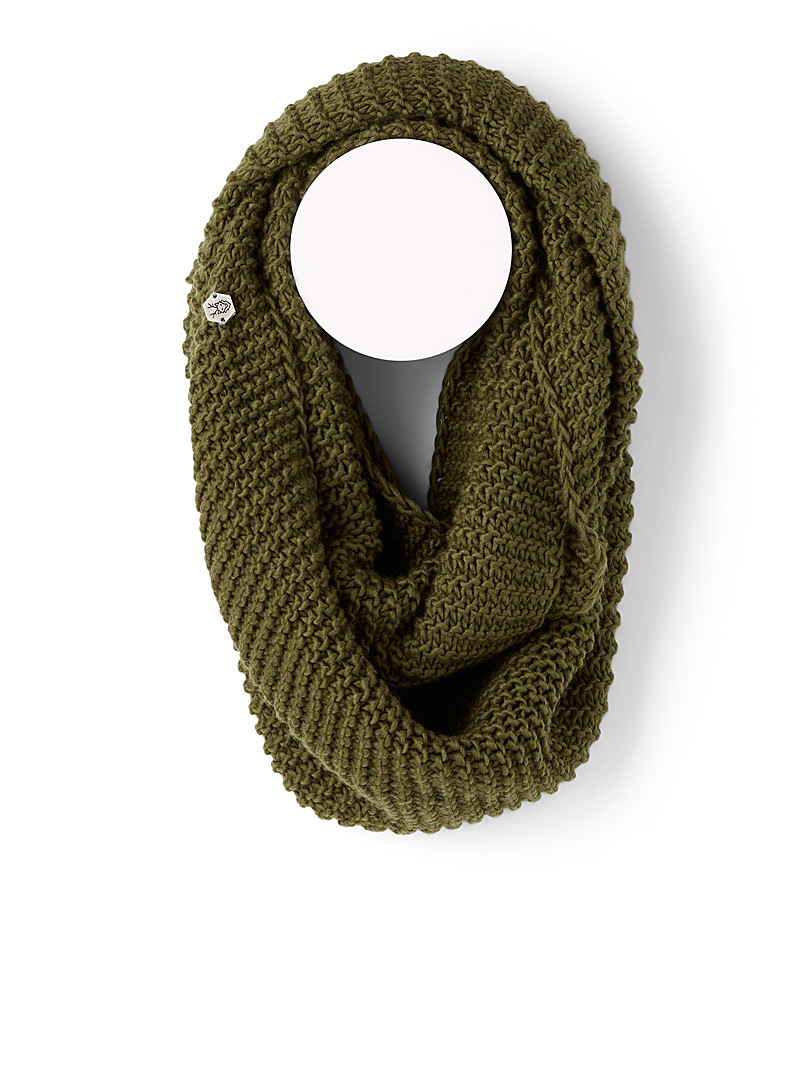 Laska Mossy Green Monochrome knit scarf for women