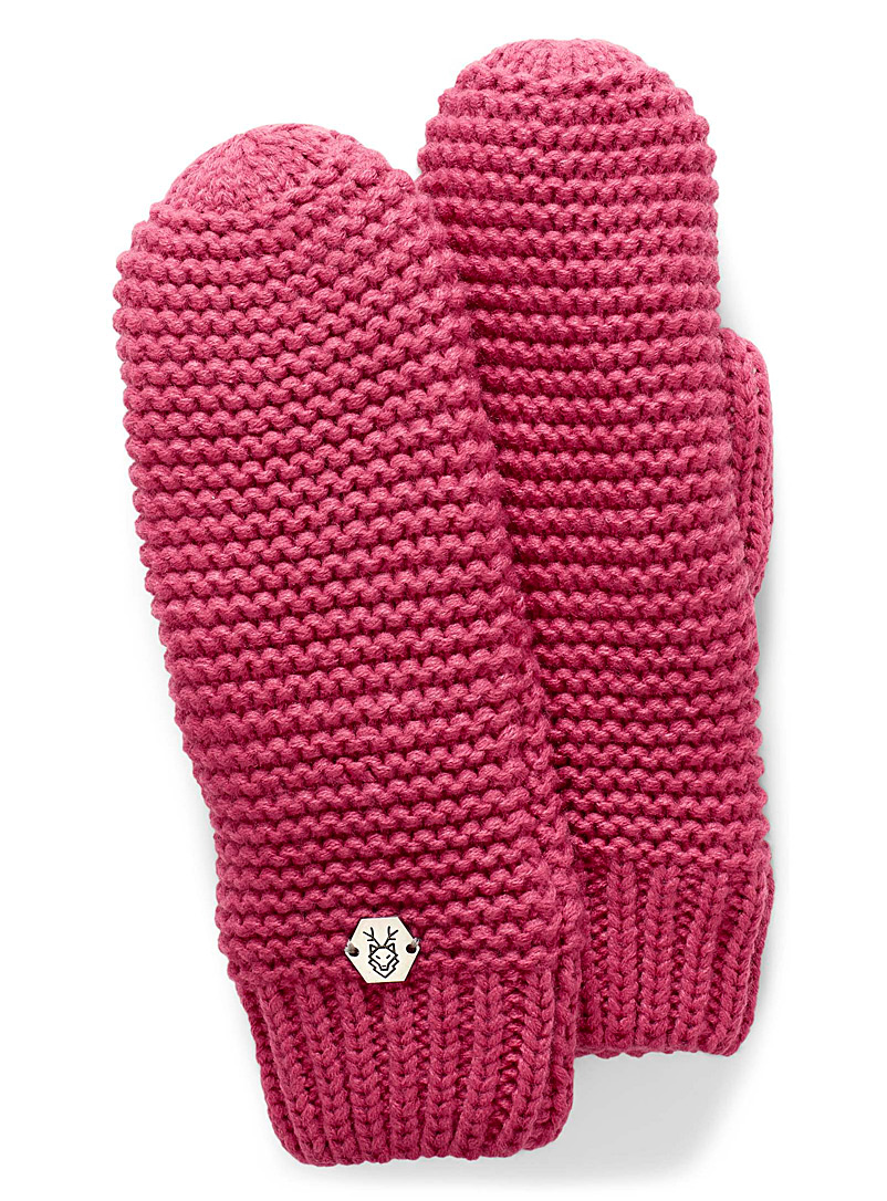 Laska Pink Monochrome knit mittens for women
