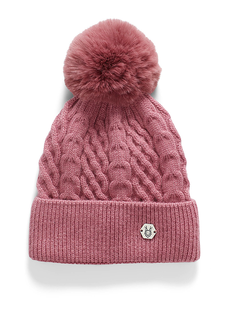 Laska Pink Pompom and cable tuque for women