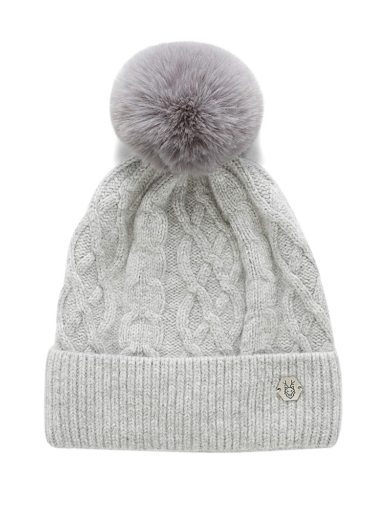 Laska Black Pompom and cable tuque for women