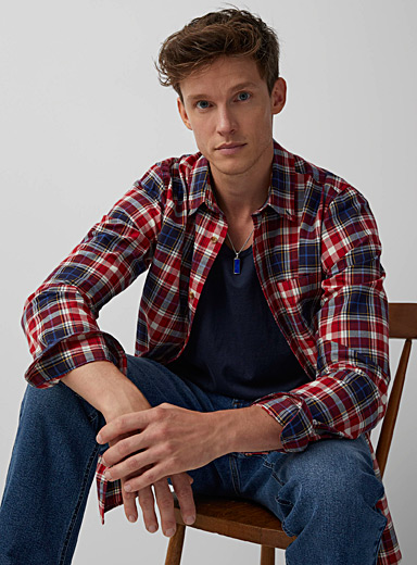 Le 31 Red Stylish check shirt Modern fit for men