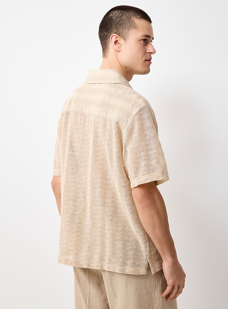 Le 31 White Zigzag jacquard shirt <b>Comfort fit</b> for men