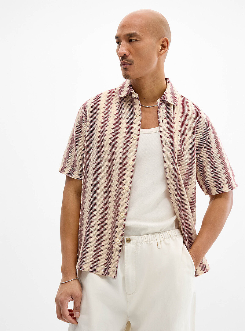 Le 31: La chemise jacquard zigzag <b>Coupe confort</b> Blanc pour homme