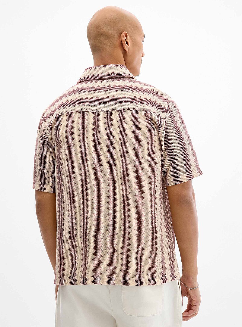 Le 31: La chemise jacquard zigzag <b>Coupe confort</b> Blanc pour homme