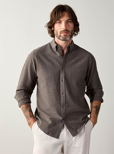La chemise flanelle chin&eacute;e <b>Coupe moderne</b>