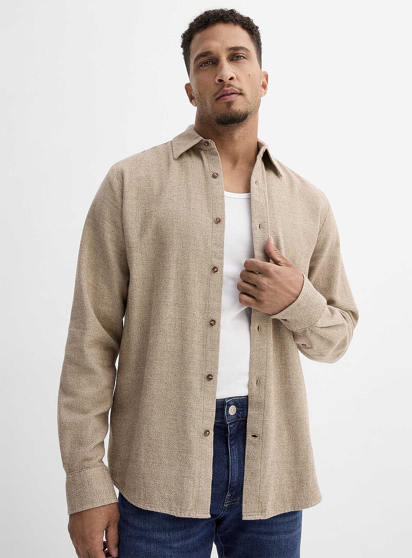 Heathered-look piqué knit shirt Modern fit product image (primary)