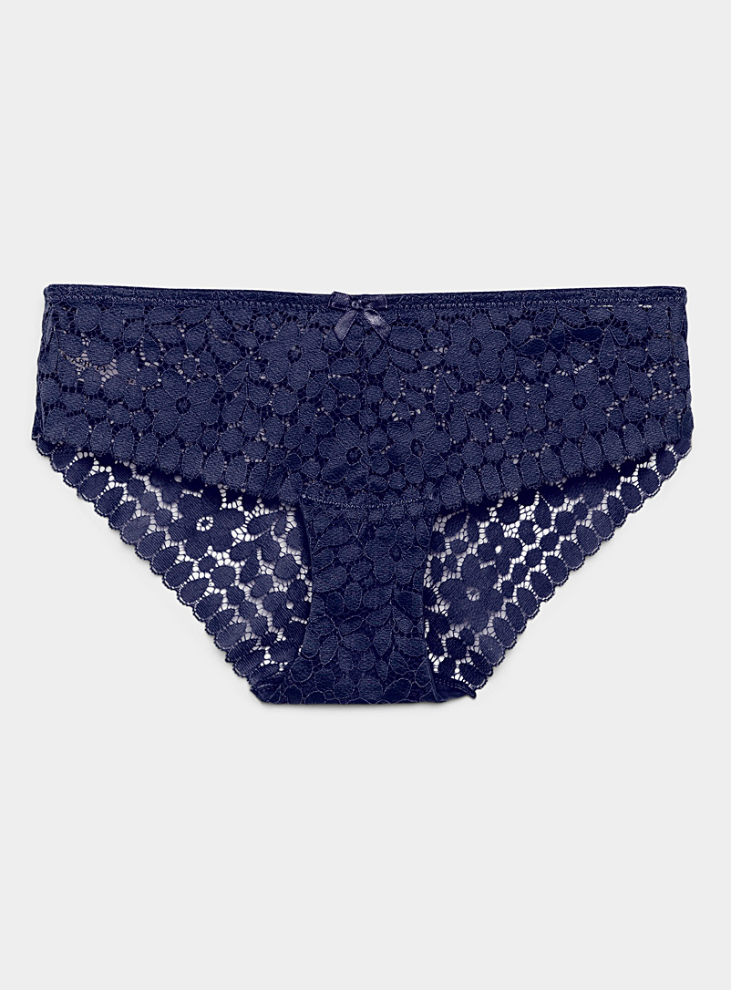 Miiyu Marine Blue Floral lace hipster for women