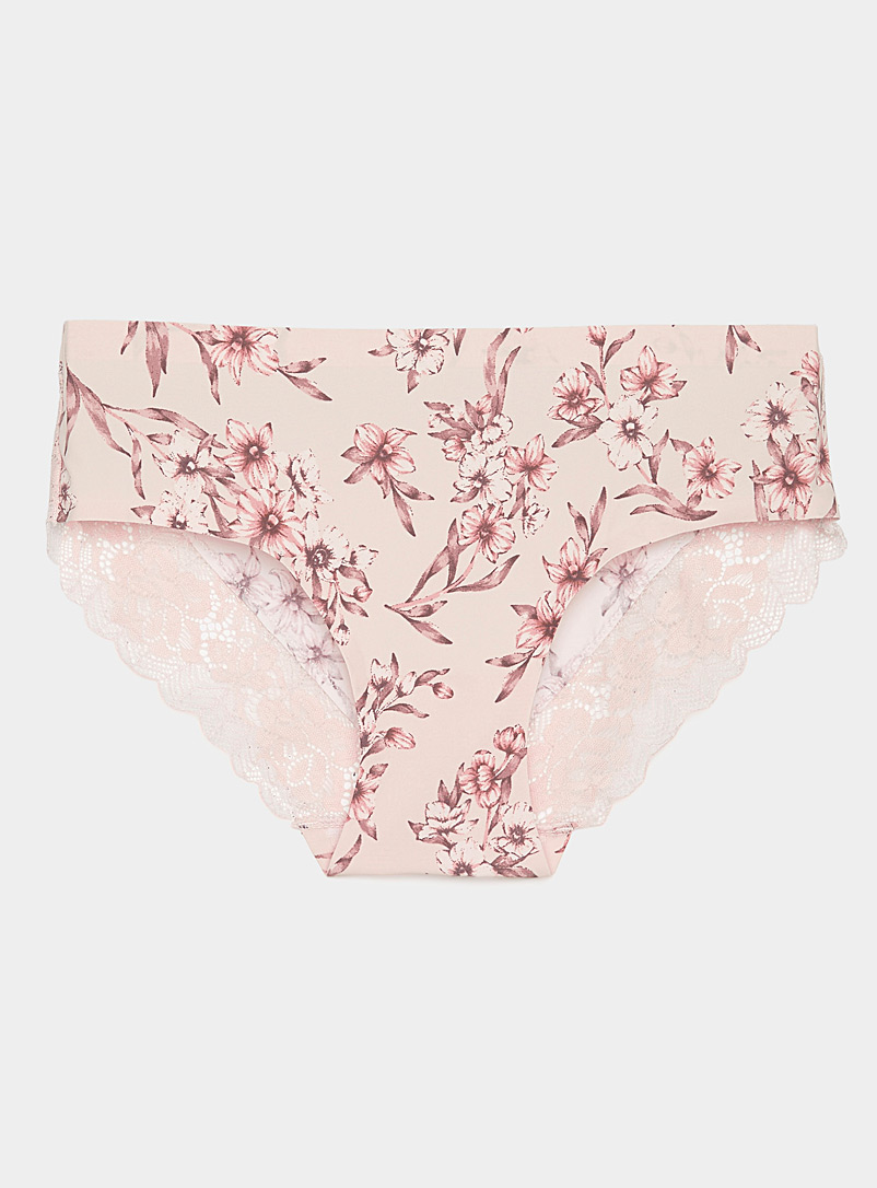 Miiyu Dusky Pink Lace accent laser-cut hipster for women