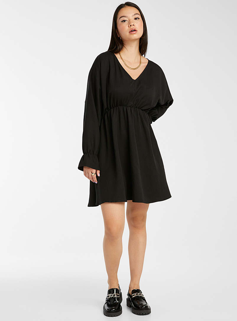 Twik Black Batwing-sleeve dress for women