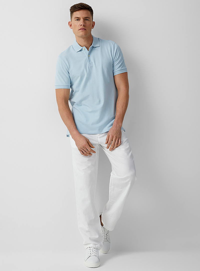 Le 31 White Comfort-waist organic cotton and linen pant for men
