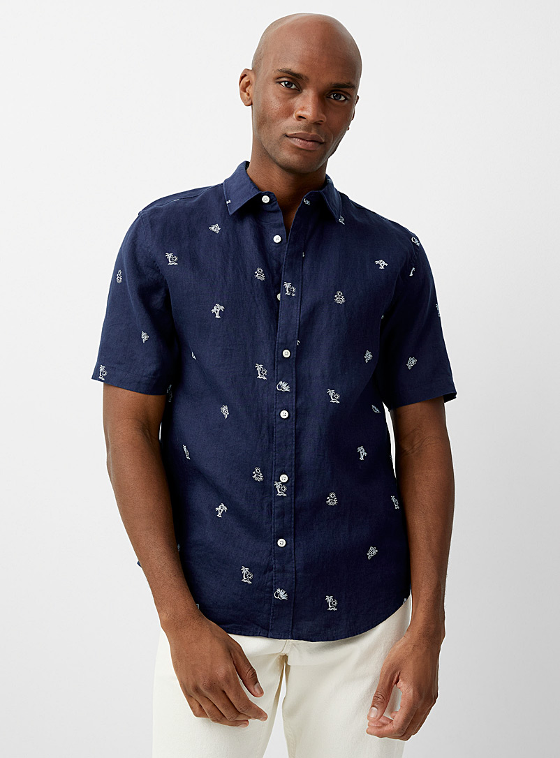 Le 31: La chemise pur lin motifs vacances Marine pour homme